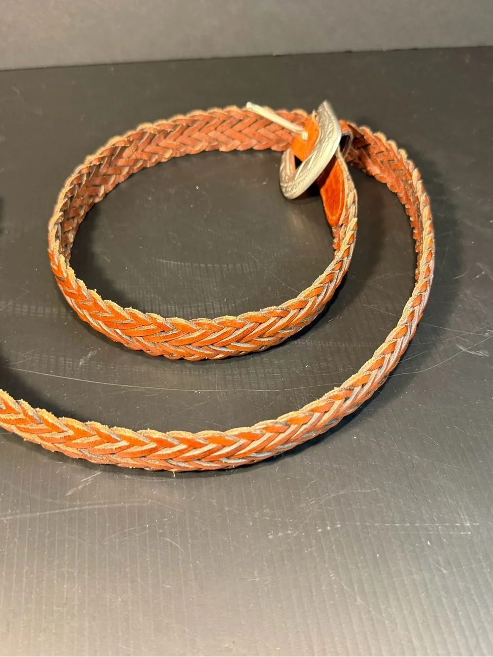 Vintage Western Braided Leather Belt Size 32 Italian Full Grain Unisex